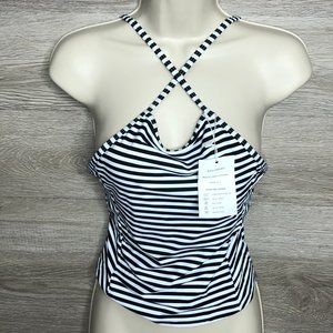Stripsky Women Small Black Striped Tankini Top NEW